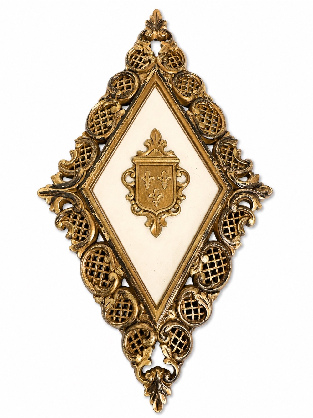 Vintage 1967 Syroco 7061 Gold Fleur De Lis Crest Wall Plaque Made USA